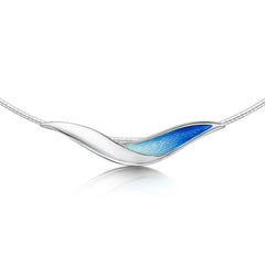 Flight Sterling Silver Dress Necklace in Sky Enamel