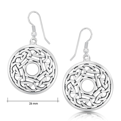 Celtic Dress Drop Earrings in Sterling Silver