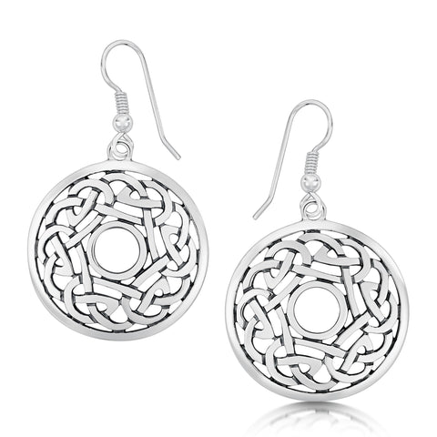 Celtic Dress Drop Earrings in Sterling Silver by Sheila Fleet Jewellery