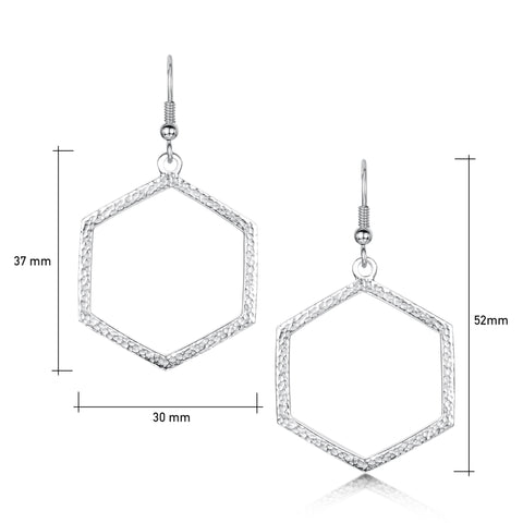 Honeycomb Large Drop Earrings in Sterling Silver by Sheila Fleet Jewellery