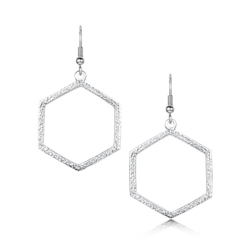 Honeycomb Large Drop Earrings in Sterling Silver by Sheila Fleet Jewellery
