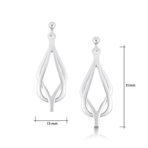 Reef Knot Drop Earrings in Sterling Silver by Sheila Fleet Jewellery