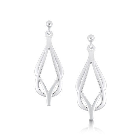 Reef Knot Drop Earrings in Sterling Silver by Sheila Fleet Jewellery