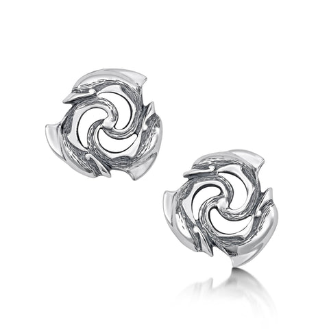 Dolphin Trio Small Stud Earrings in Sterling Silver by Sheila Fleet Jewellery