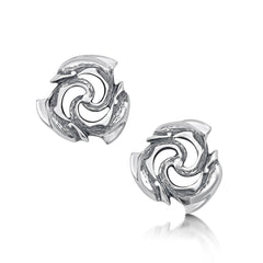 Dolphin Trio Small Stud Earrings in Sterling Silver by Sheila Fleet Jewellery