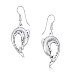 Dolphin Curve Drop Earrings in Sterling Silver