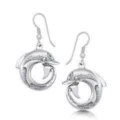 Dolphin Curl Dress Drop Earrings in Sterling Silver