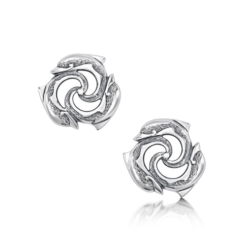 Dolphin Trio Stud Earrings in Sterling Silver by Sheila Fleet Jewellery