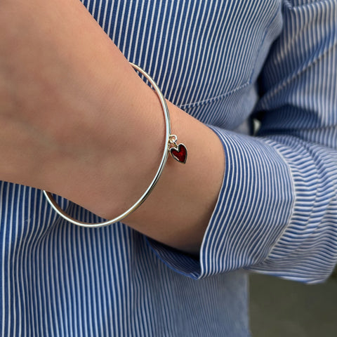 Secret Hearts Enamel Bangle in Sterling Silver by Sheila Fleet Jewellery