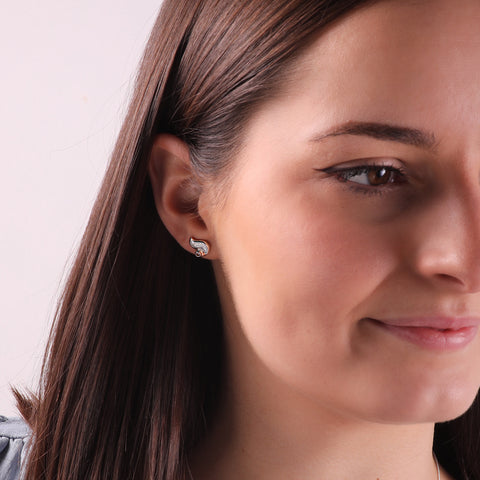 River Ripples Petite Cubic Zirconia Stud Earrings in Frost Enamel by Sheila Fleet Jewellery