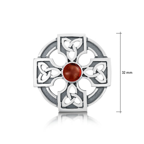 Celtic Trinity Knot Brooch with Garnet