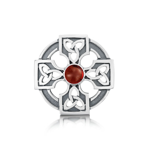 Celtic Trinity Knot Brooch with Garnet