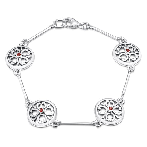 Garnet Cathedral Bracelet in Sterling Silver by Sheila Fleet Jewellery