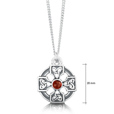 Celtic Trinity Knot Pendant with Garnet