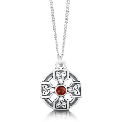 Celtic Trinity Knot Pendant with Garnet
