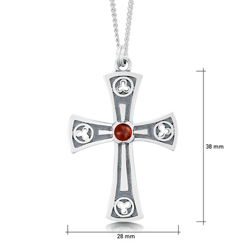 Celtic Trinity Cross Pendant with Garnet
