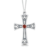 Celtic Trinity Cross Pendant with Garnet