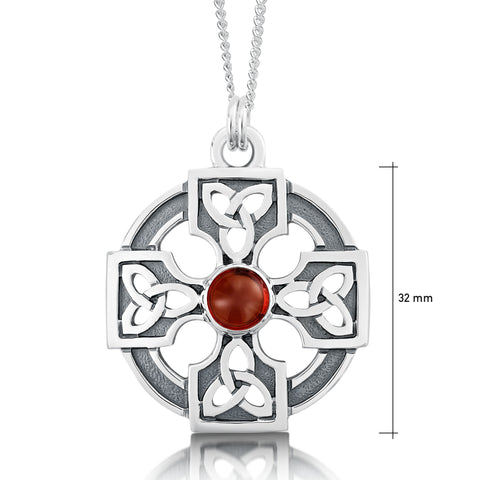Celtic Trinity Knot Dress Pendant with Garnet
