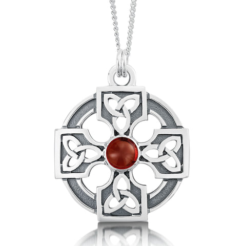Celtic Trinity Knot Dress Pendant with Garnet