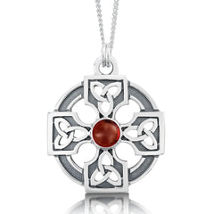 Celtic Trinity Knot Dress Pendant with Garnet