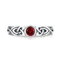 Celtic Knotwork Garnet Ring in Sterling Silver by Sheila Fleet Jewellery