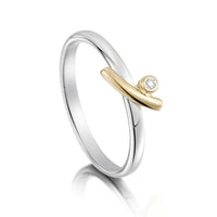 Kiss Diamond Ring in Silver & 9ct Yellow Gold by Sheila Fleet Jewellery