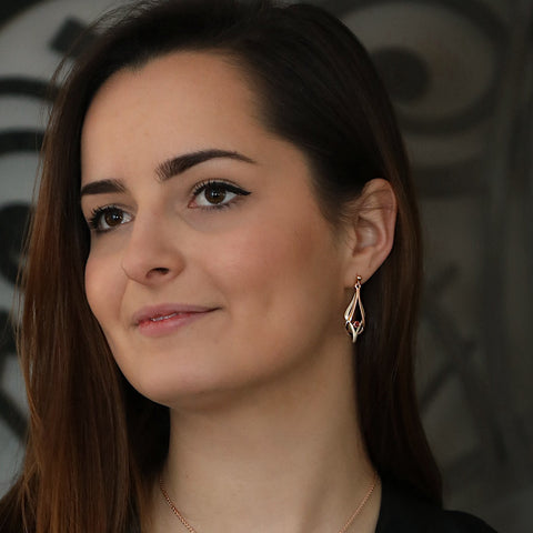 Reef Knot Garnet Drop Earrings in 9ct White & Rose Gold by Sheila Fleet Jewellery