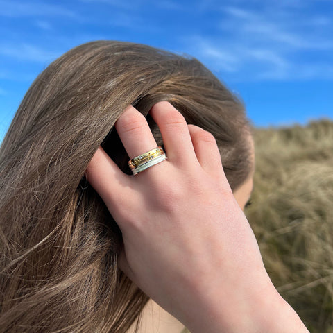 Ogham Diamond 9ct Yellow Gold & Halo ‘Crystal’ Enamel Ring Set