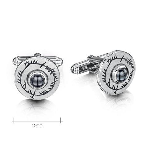 Ogham Cufflinks in Sterling Silver with Hematite by Sheila Fleet Jewellery