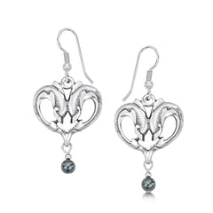 Dolphin Curves Drop Earrings with Hematite