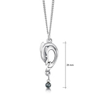 Dolphin Curve Small Silver Pendant with Hematite