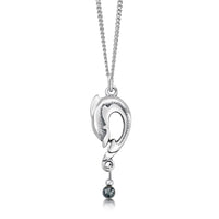 Dolphin Curve Small Silver Pendant with Hematite