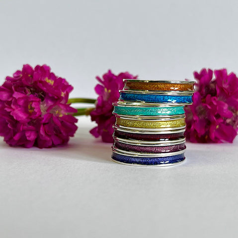 Halo Sterling Silver Ring in Tropical Enamel by Sheila Fleet Jewellery