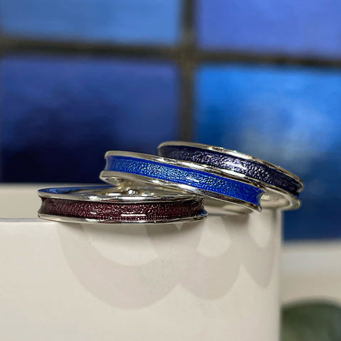 Halo Sterling Silver Ring in Blue Enamel by Sheila Fleet Jewellery