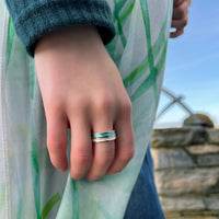 Halo Sterling Silver Ring in Green Enamel by Sheila Fleet Jewellery