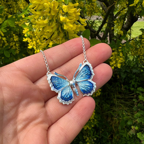 Holly Blue Butterfly Enamel Necklace by Sheila Fleet Jewellery