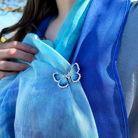 Holly Blue Butterfly Enamel Brooch by Sheila Fleet Jewellery