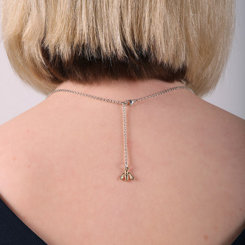 Honeycomb & Bee Silver Pendant with 9ct Yellow Gold & Citrine by Sheila Fleet Jewellery