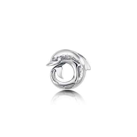 Dolphin Curl Lapel Pin in Sterling Silver