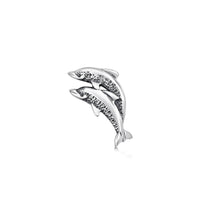 Dolphin Duo Lapel Pin in Sterling Silver