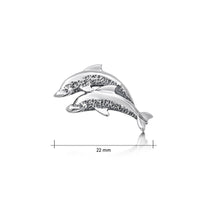 Dolphin Duo Lapel Pin in Sterling Silver