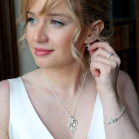 Snowdrop Sterling Silver Bracelet in Crystal Enamel by Sheila Fleet Jewellery