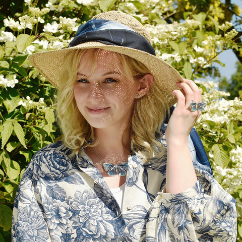 Common Blue Butterfly Enamel Cocktail Ring by Sheila Fleet Jewellery