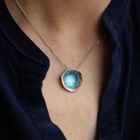 Lunar Sterling Silver Pendant Necklace in Lichen Enamel by Sheila Fleet Jewellery