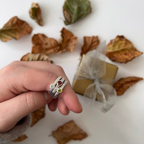 Matrix Garnet Ring in Sterling Silver by Sheila Fleet Jewellery