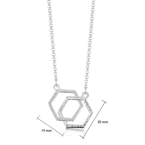 Honeycomb Small Double Link Necklace in Sterling Silver by Sheila Fleet Jewellery