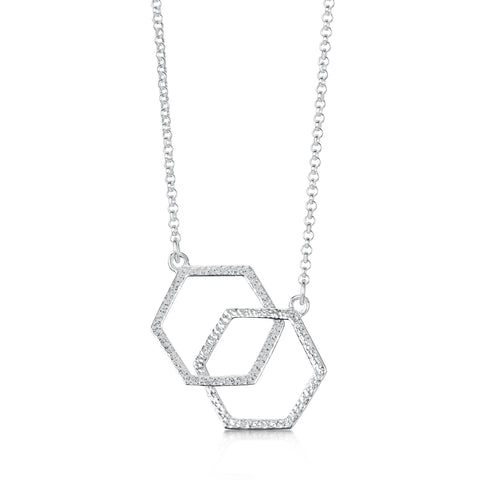 Honeycomb Medium Double Link Necklace in Sterling Silver by Sheila Fleet Jewellery