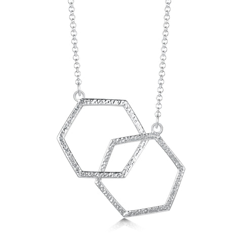 Honeycomb Large Double Link Necklace in Sterling Silver by Sheila Fleet Jewellery