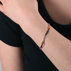 New Wave Sterling Silver Dress Bracelet in Flame Enamel by Sheila Fleet Jewellery