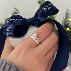 New Wave Double Cubic Zirconia Ring in Crystal Enamel by Sheila Fleet Jewellery